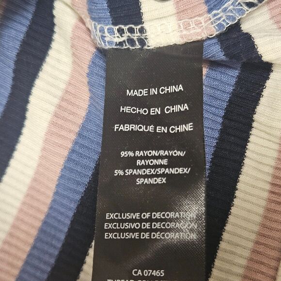 Bebe Vintage Y2K Striped Top Rhinestone Logo Lace Up 3/4 Sleeve Shirt L - Picture 6 of 6